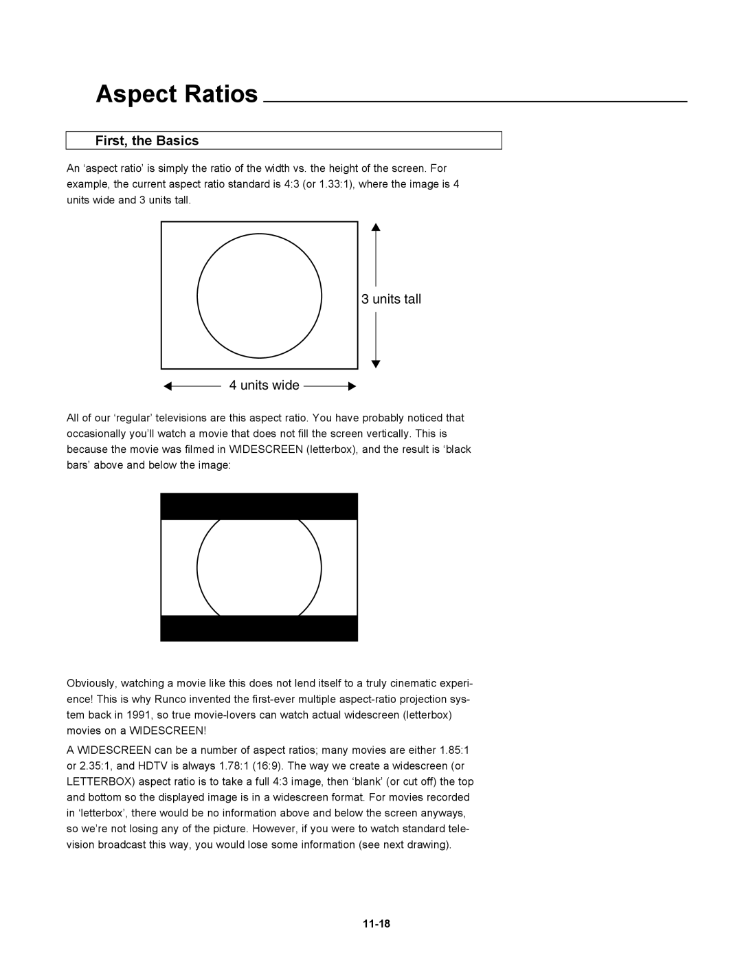 Runco DTV-947 manual Aspect Ratios, First, the Basics 