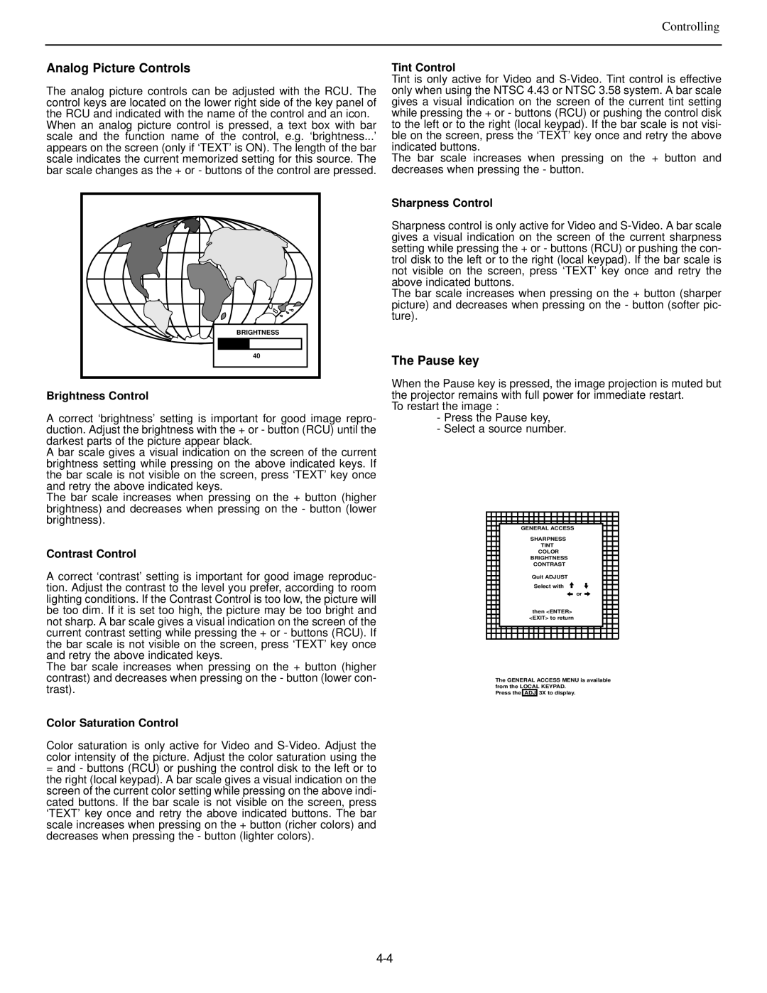 Runco DTV-992 manual Analog Picture Controls, Pause key 