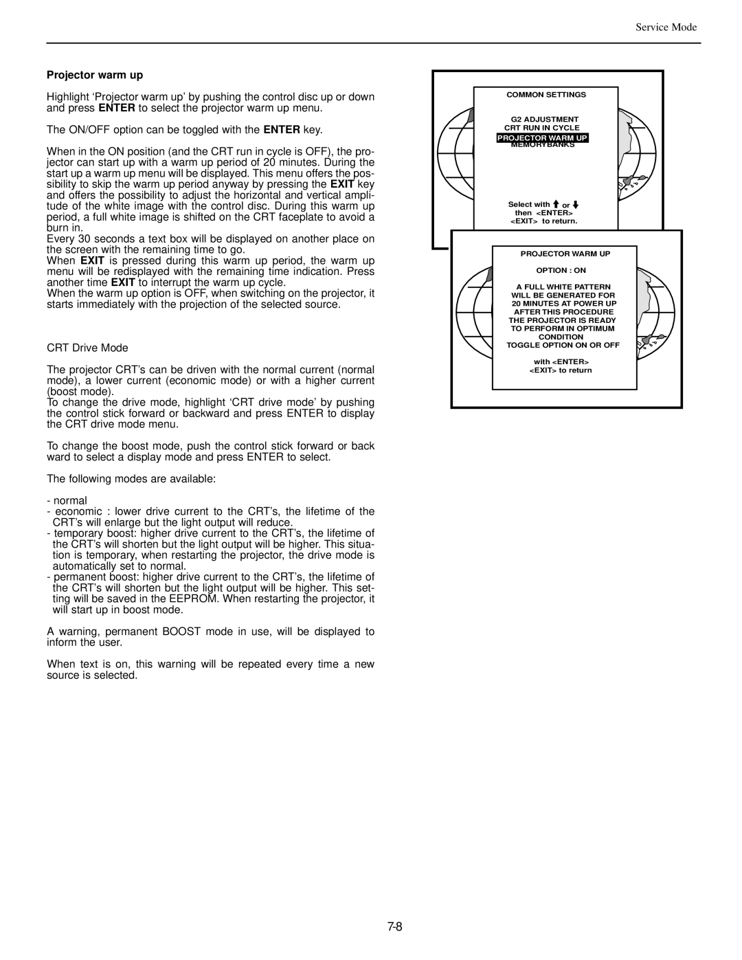 Runco DTV-992 manual Projector warm up, Projector Warm UP 