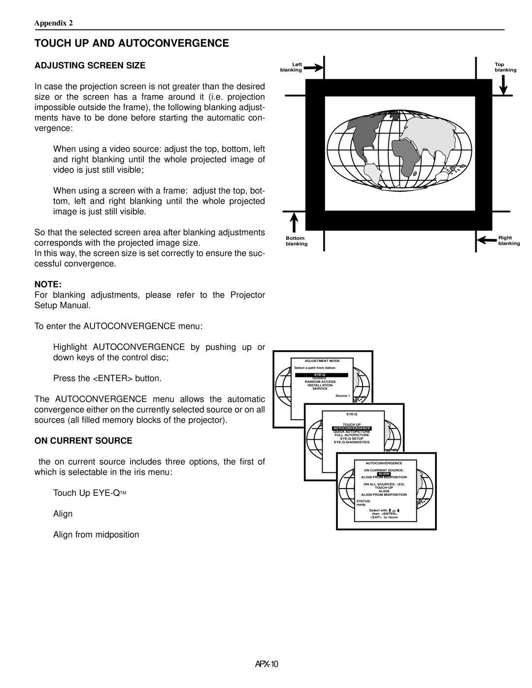 Runco DTV-992 manual Adjusting Screen Size, On Current Source 