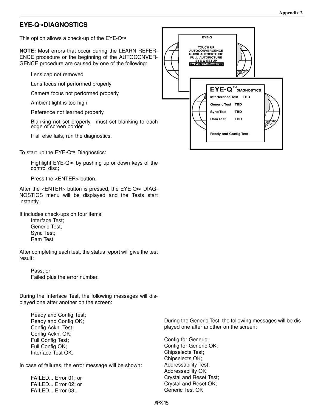 Runco DTV-992 manual Eye-Qtmdiagnostics 