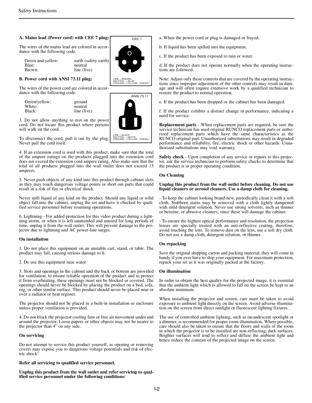 Runco DTV-992 manual Safety Instructions 