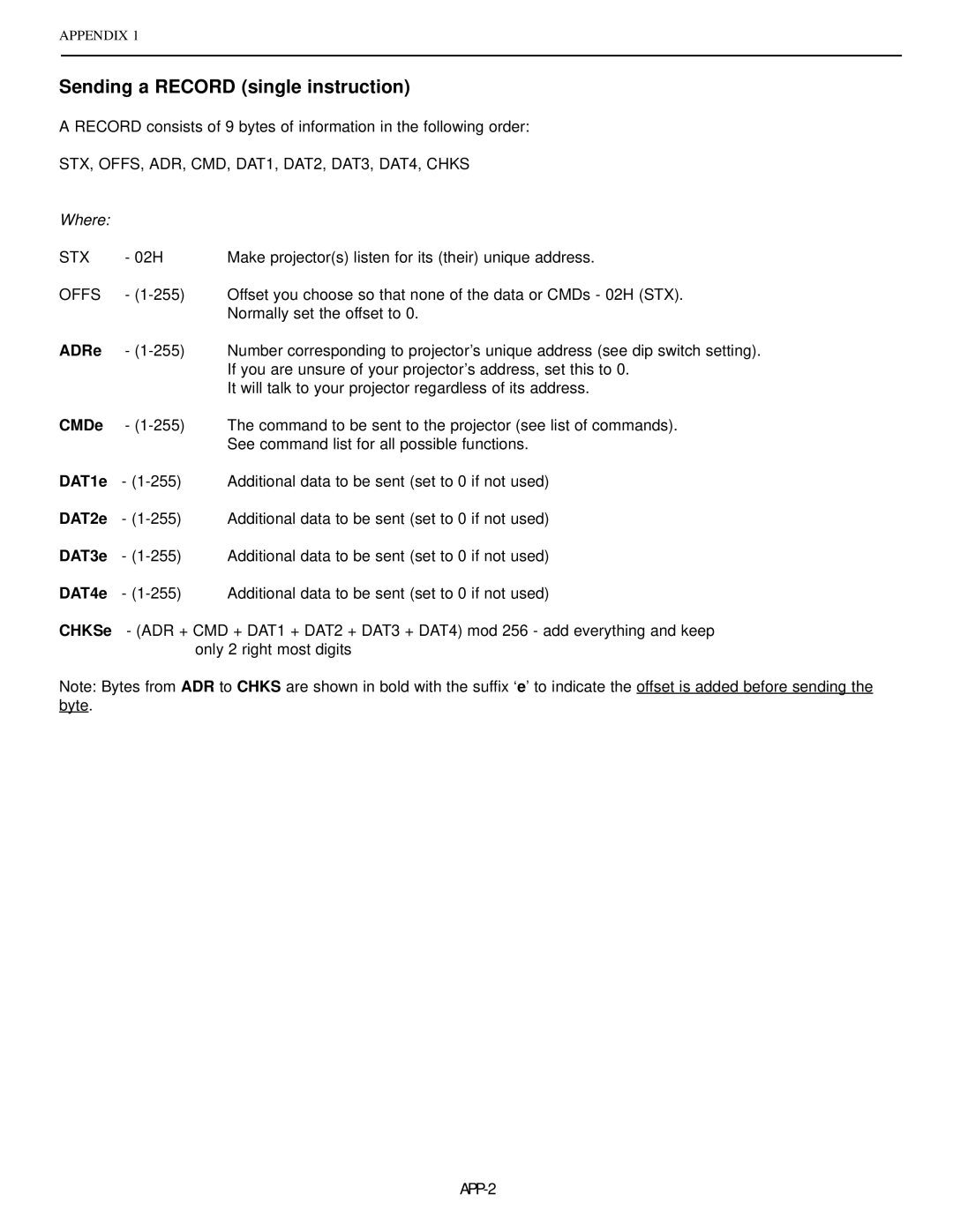 Runco runco super hdtv dtv video projector, dtv-992/992 ultra manual Sending a Record single instruction 