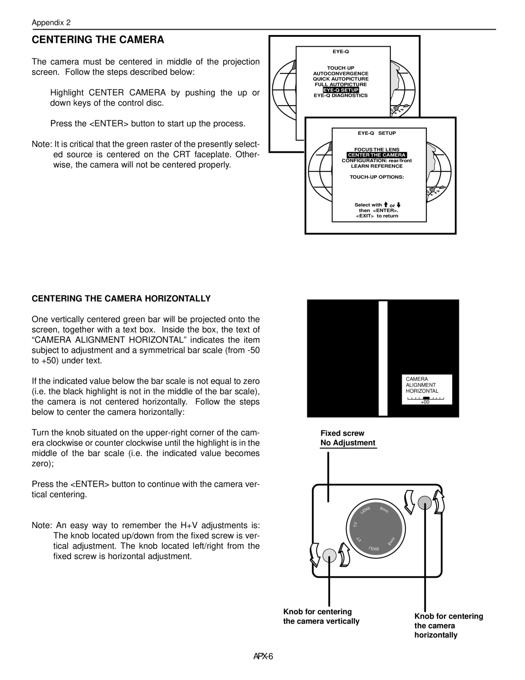 Runco runco super hdtv dtv video projector, dtv-992/992 ultra manual Centering the Camera Horizontally 