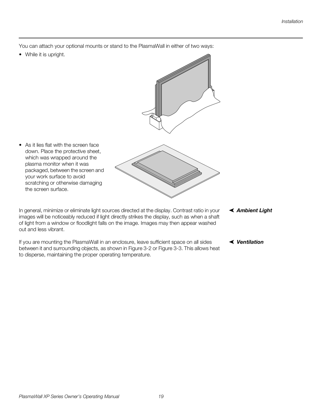 Runco High Definition manual Ambient Light, Ventilation 