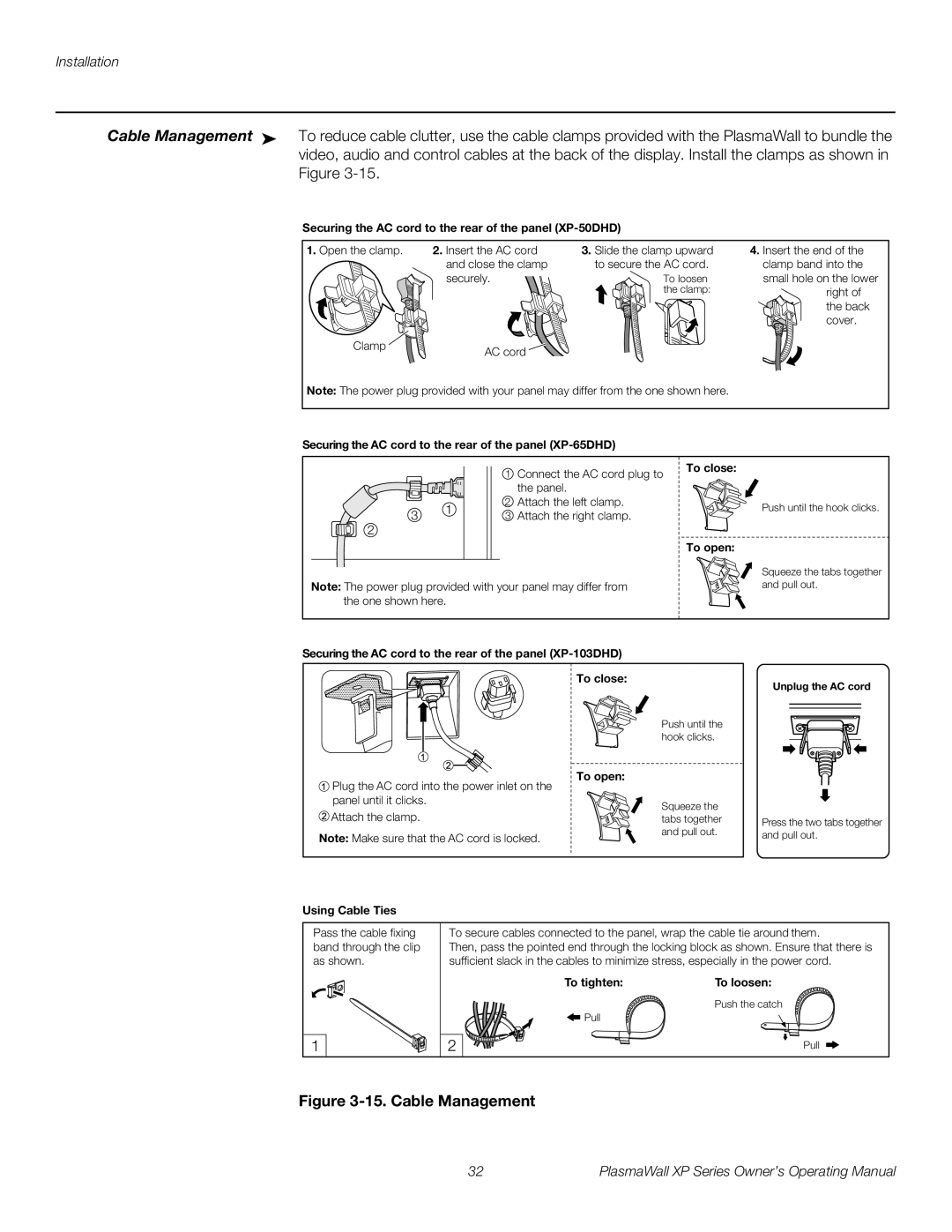 Runco High Definition manual Cable Management 