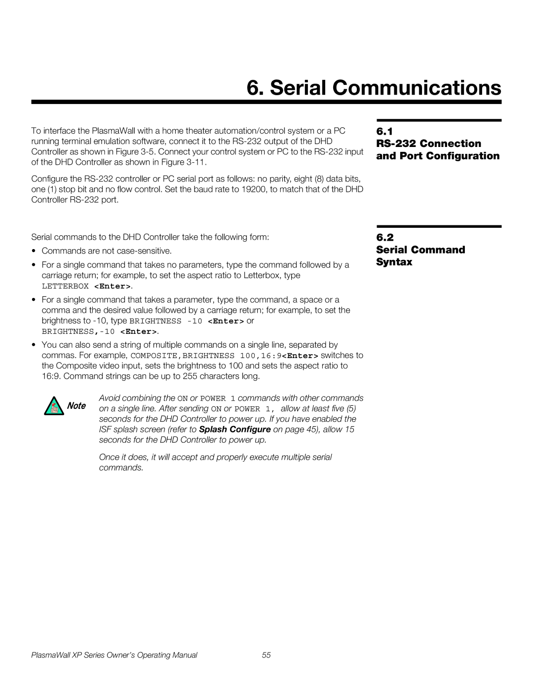 Runco High Definition manual Serial Communications, Letterbox Enter 