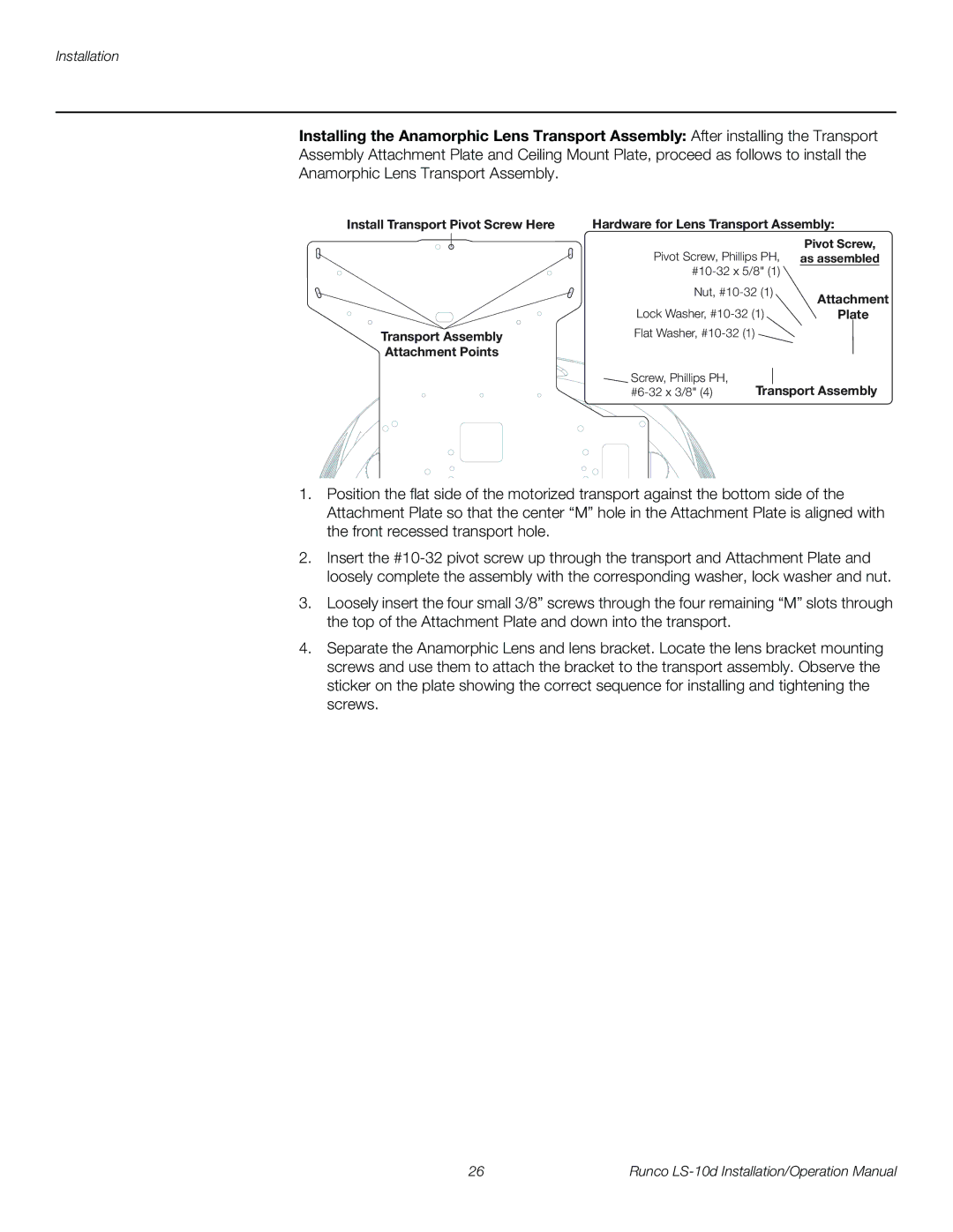 Runco LS-10D operation manual Plate 