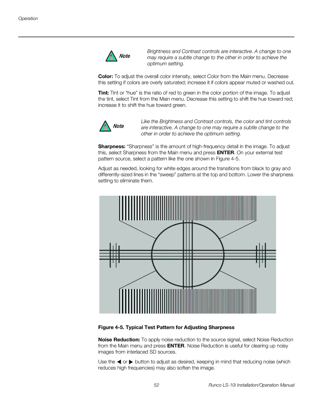 Runco LS-10I operation manual Typical Test Pattern for Adjusting Sharpness 