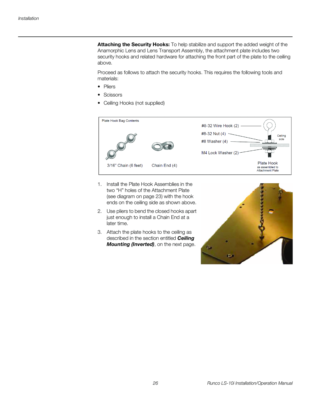 Runco LS-10I operation manual •Pliers •Scissors •Ceiling Hooks not supplied 
