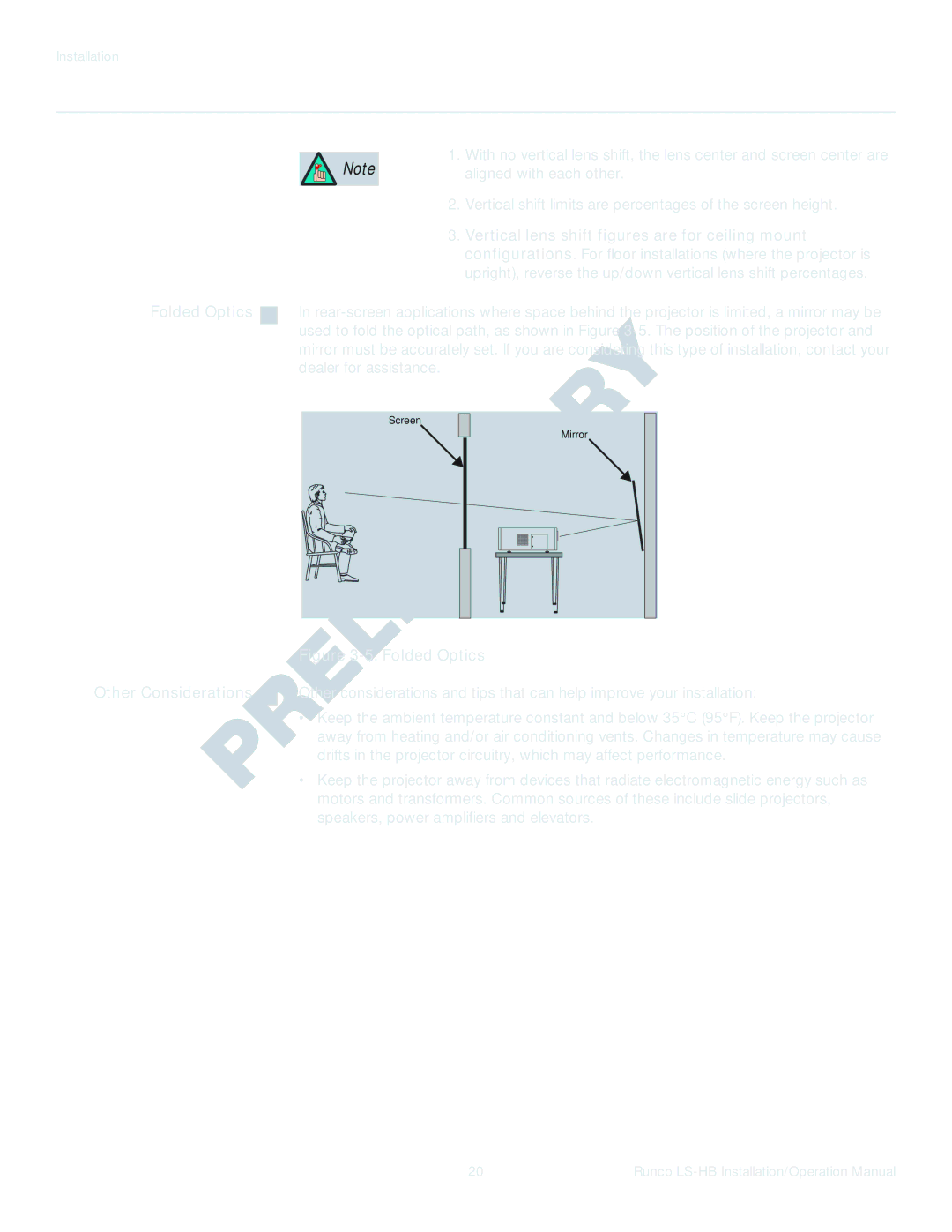 Runco LS-HB operation manual Folded Optics 