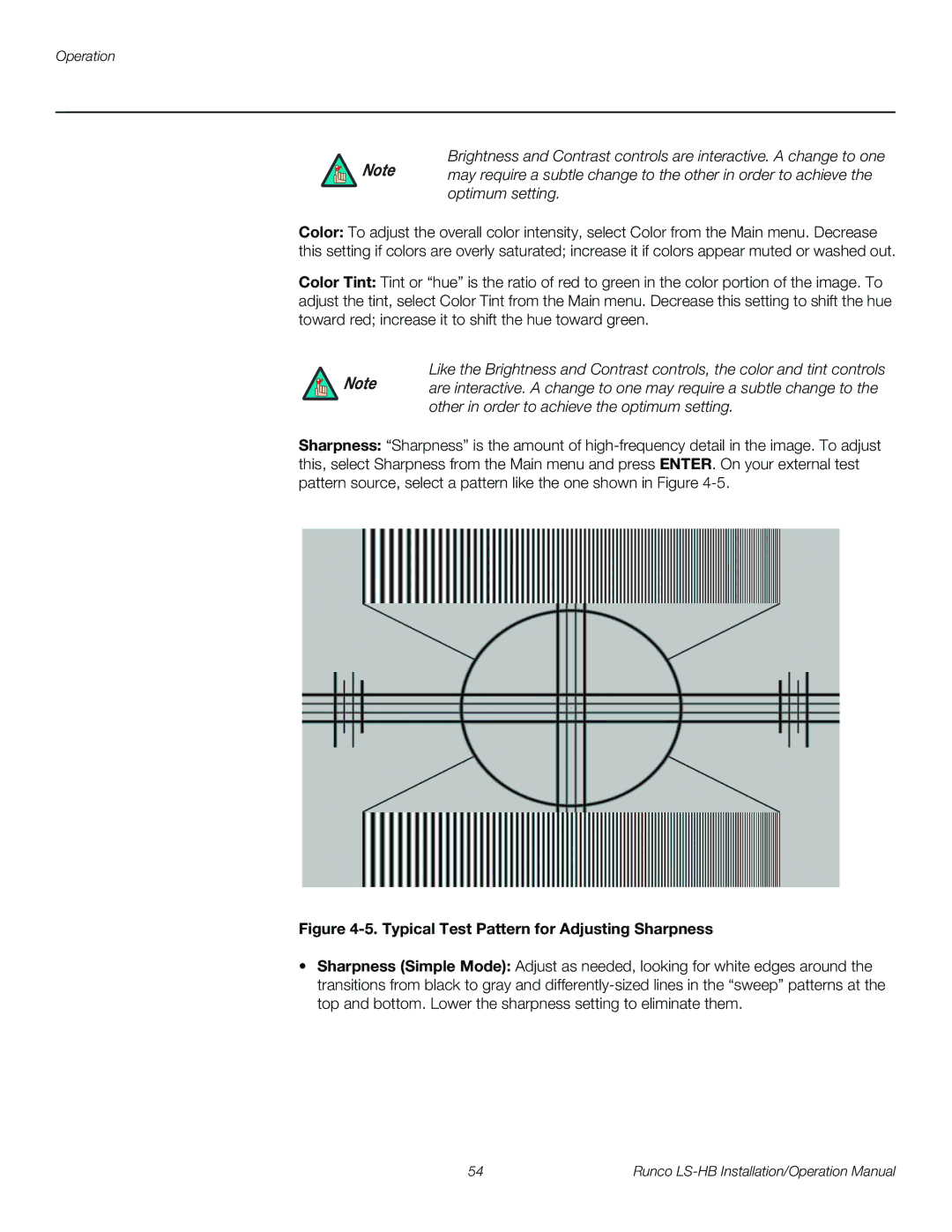 Runco LS-HB operation manual Typical Test Pattern for Adjusting Sharpness 