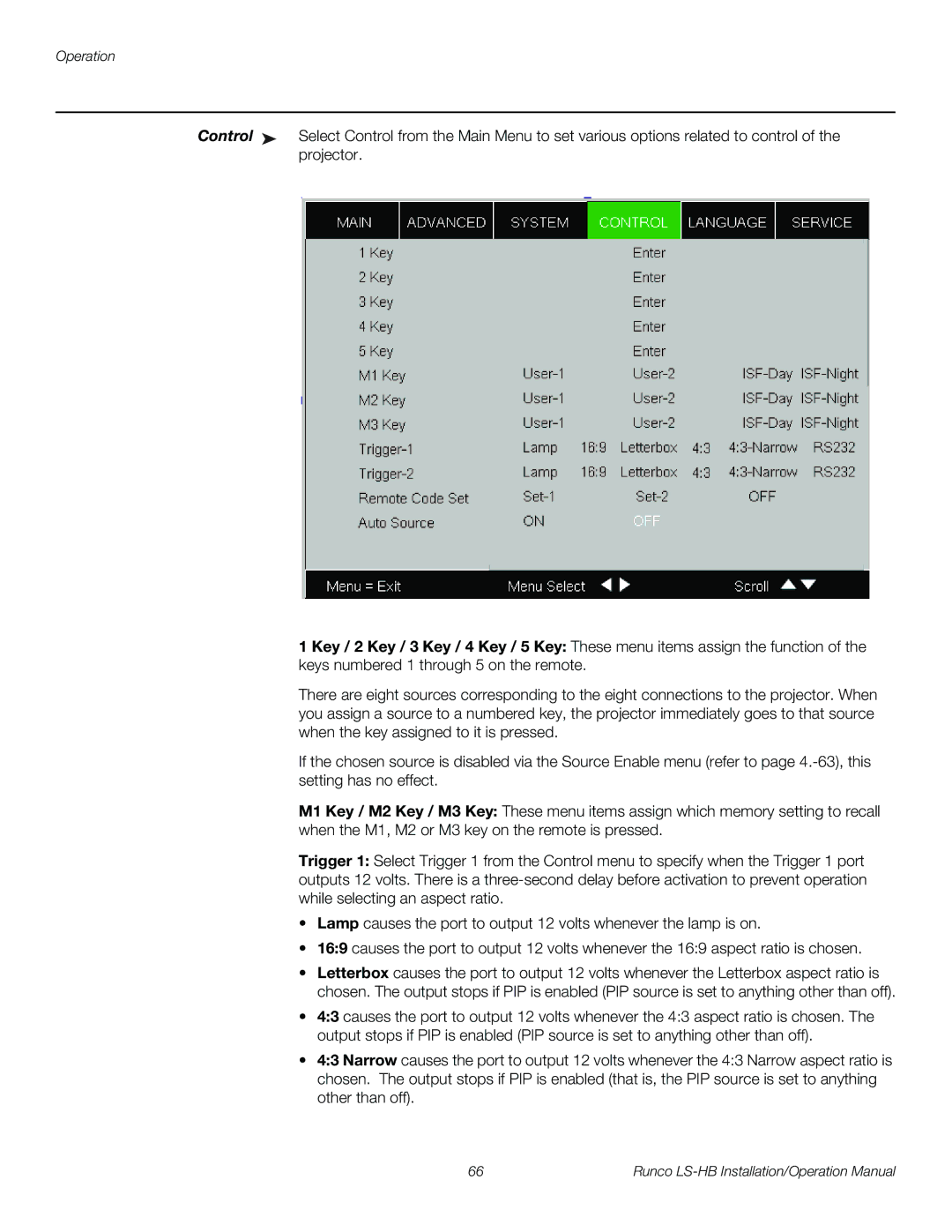 Runco LS-HB operation manual Operation 