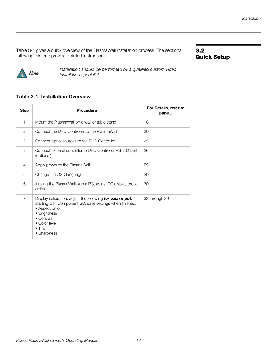 Runco PL-50XA manual Quick Setup, Step Procedure For Details, refer to 