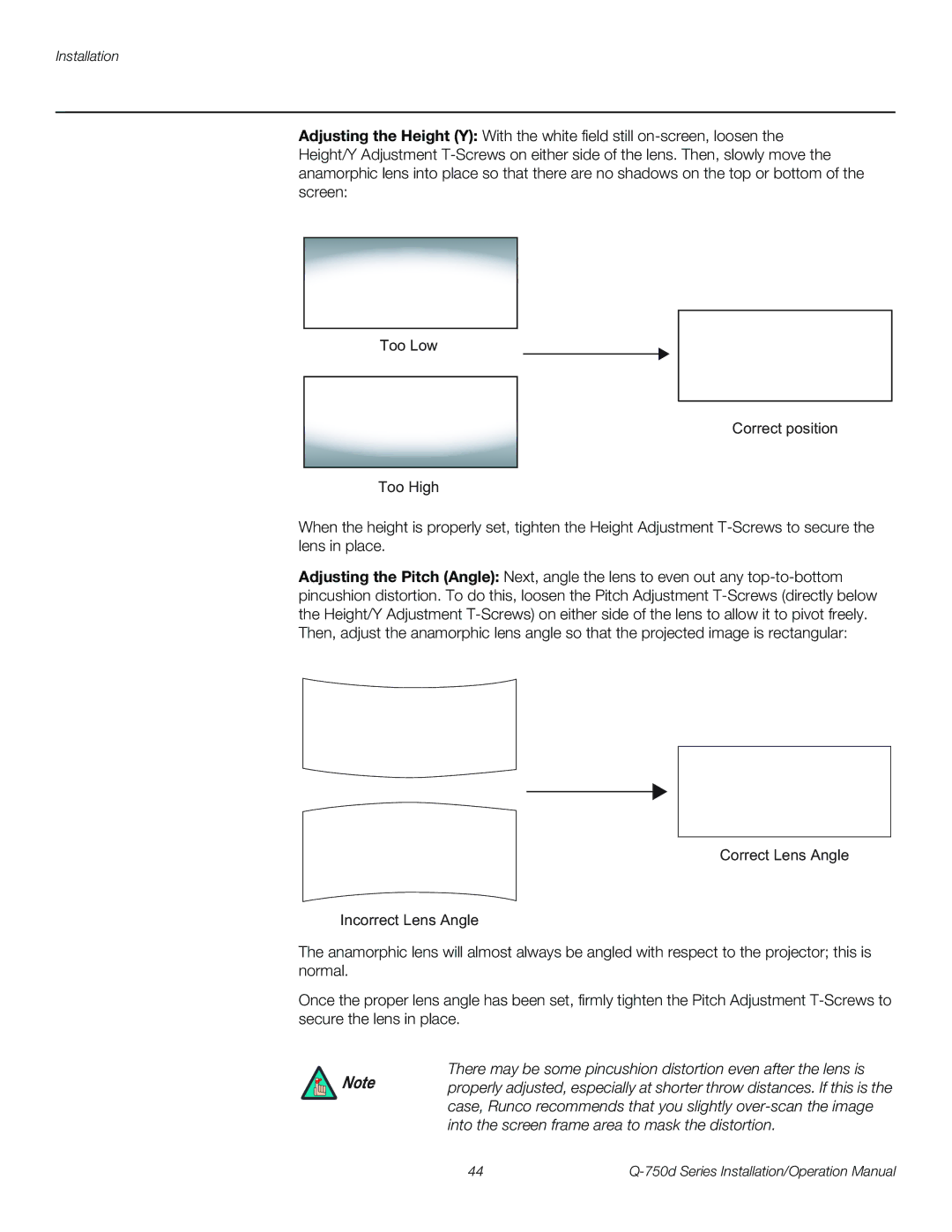 Runco Q-750D operation manual Installation 