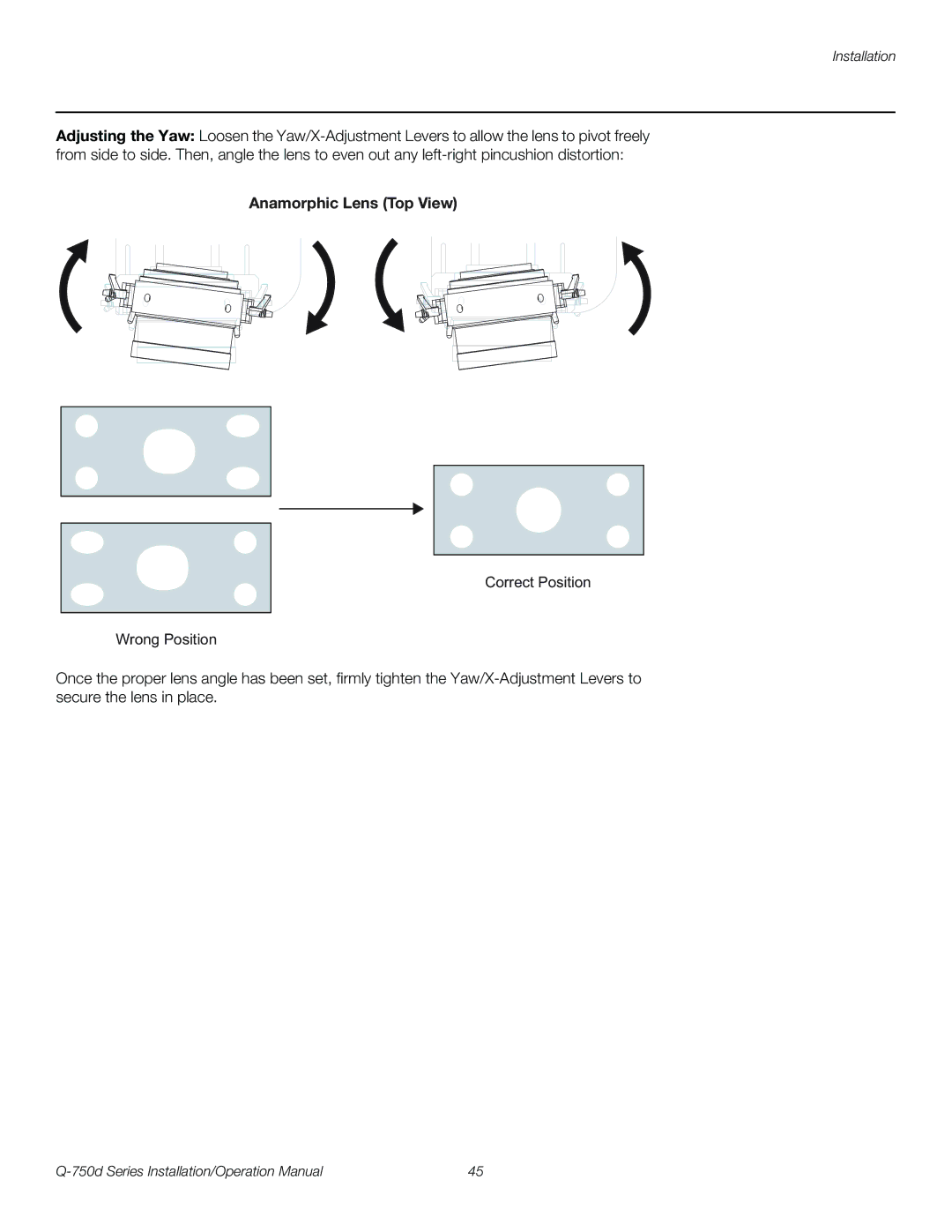 Runco Q-750D operation manual Anamorphic Lens Top View 