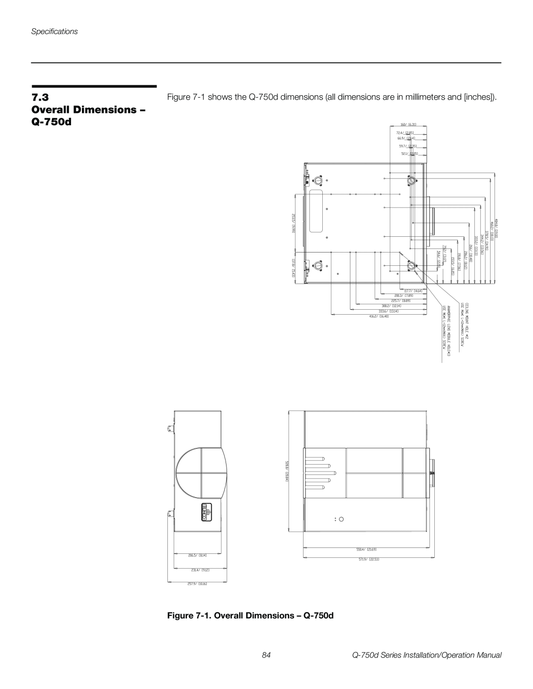 Runco Q-750D operation manual 1.Overall Dimensions – Q-750d, Specifications 