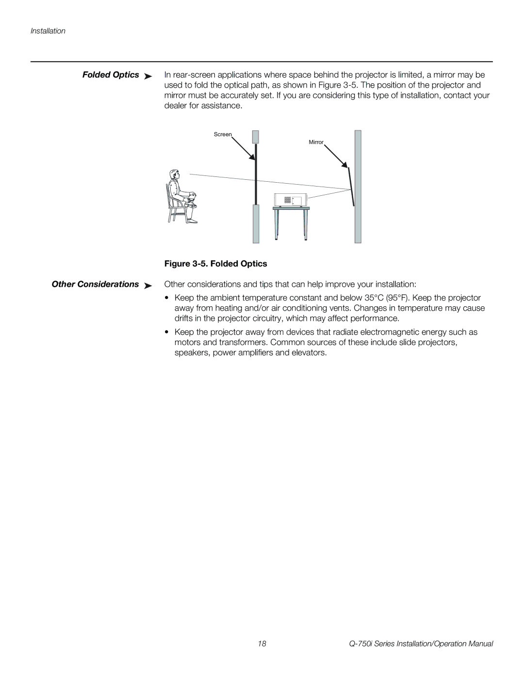 Runco Q-750I operation manual Folded Optics 