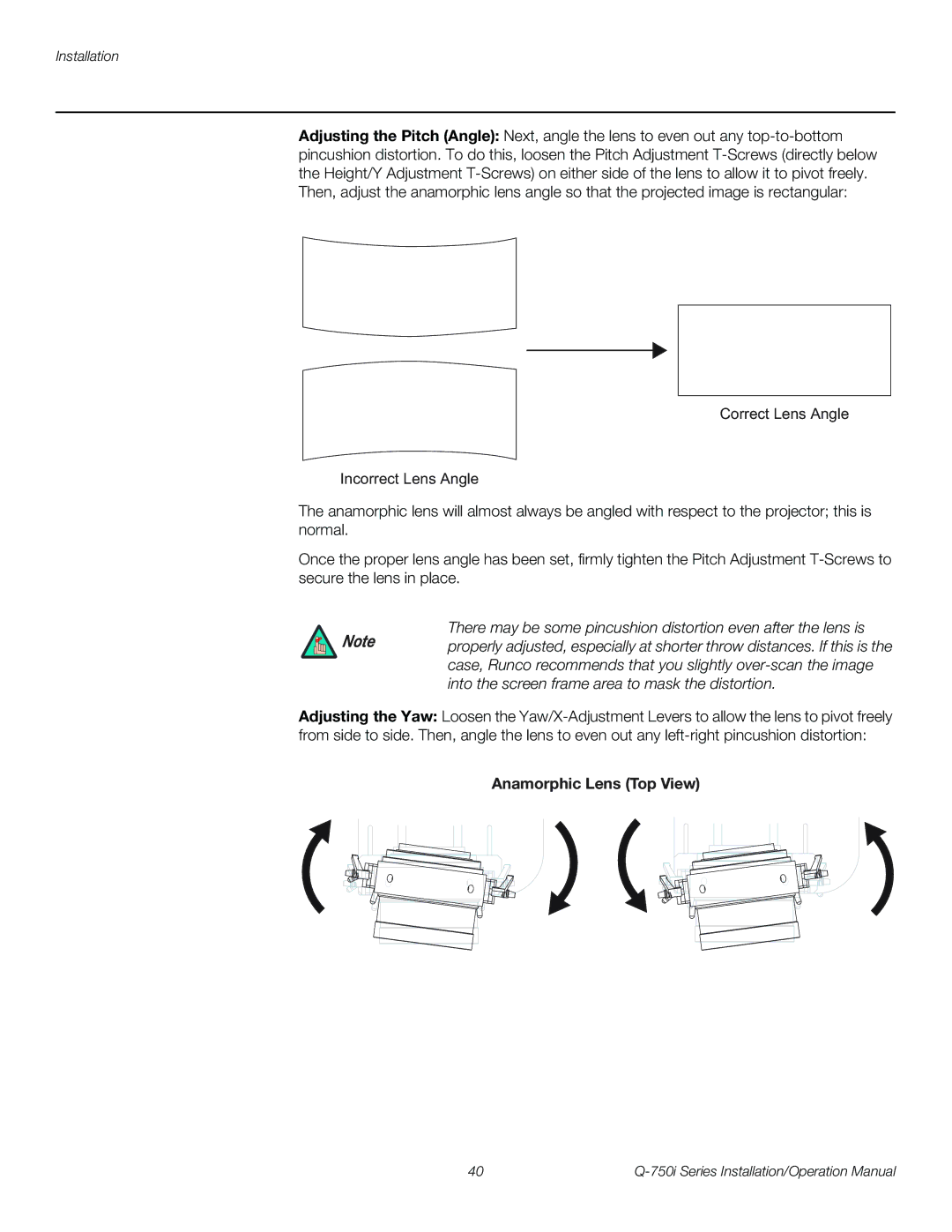 Runco Q-750I operation manual Anamorphic Lens Top View 