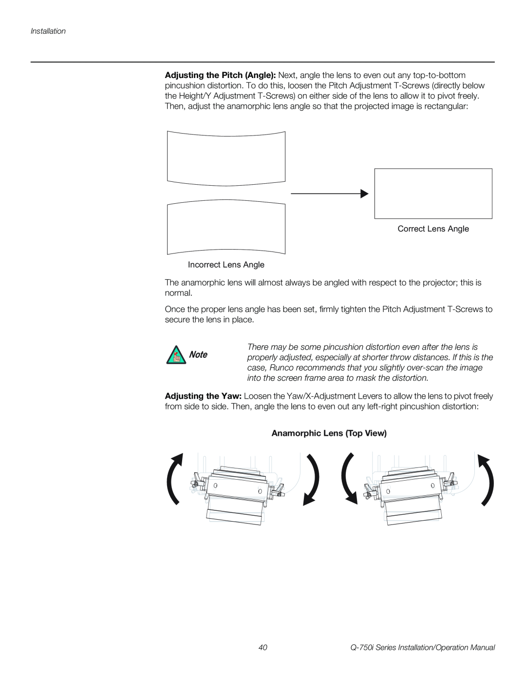 Runco Q-750I operation manual Anamorphic Lens Top View 