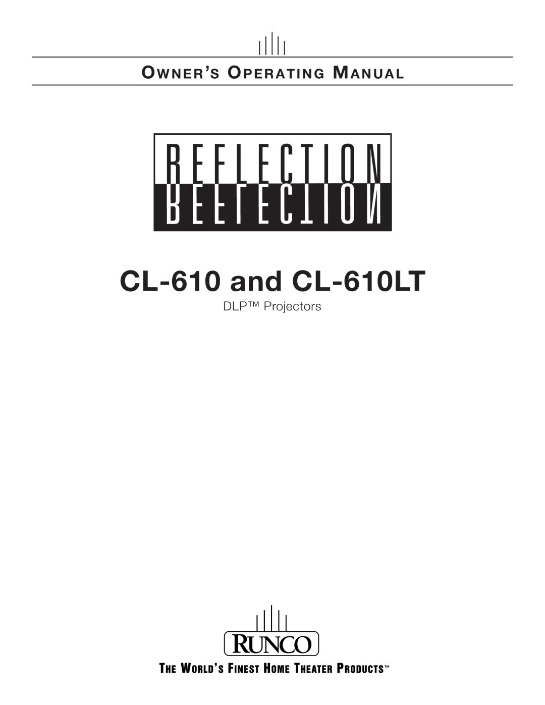 Runco Reflection manual CL-610 and CL-610LT 