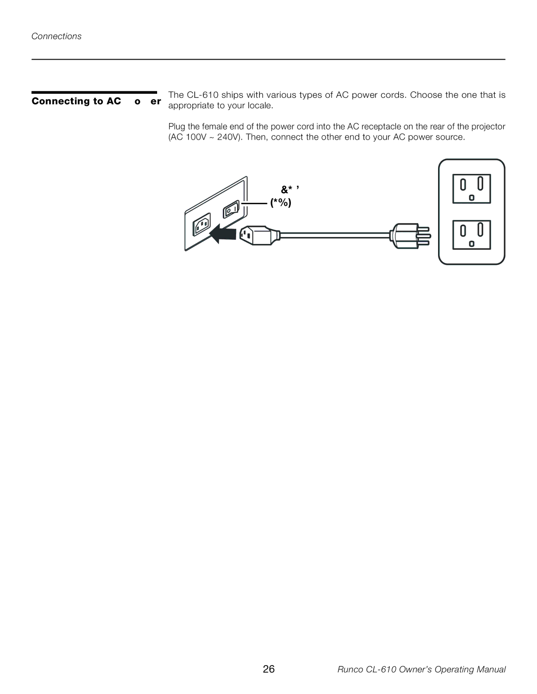 Runco Reflection manual Connecting to AC Power 