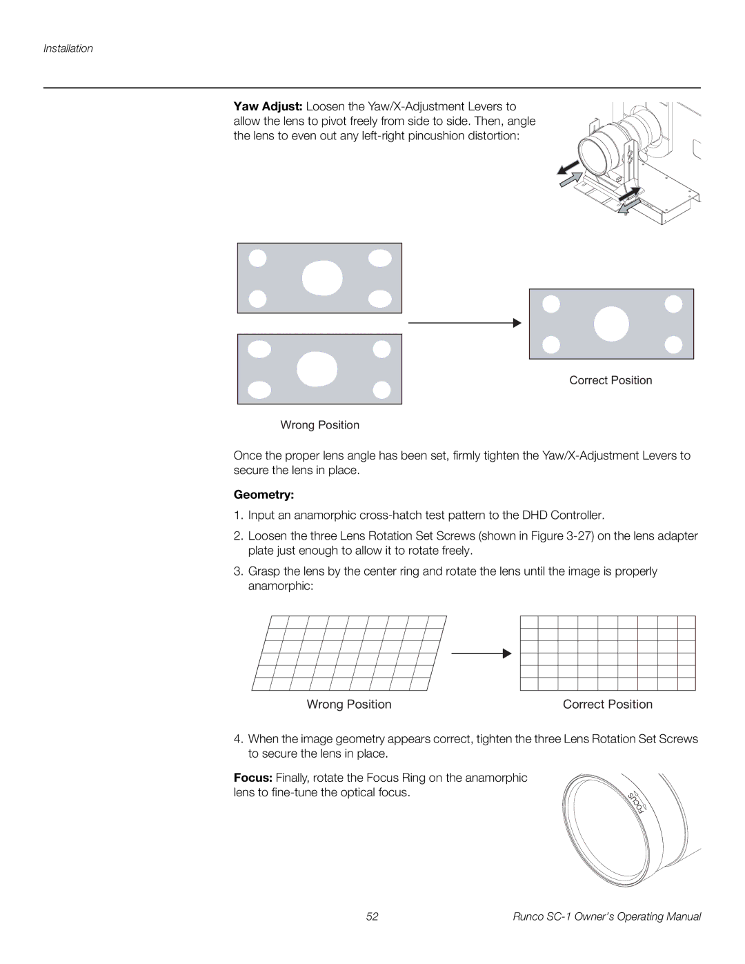 Runco SC-1 manual Wrong Position Correct Position, Geometry 