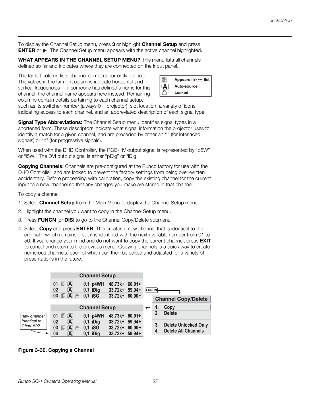 Runco SC-1 manual Copying a Channel 