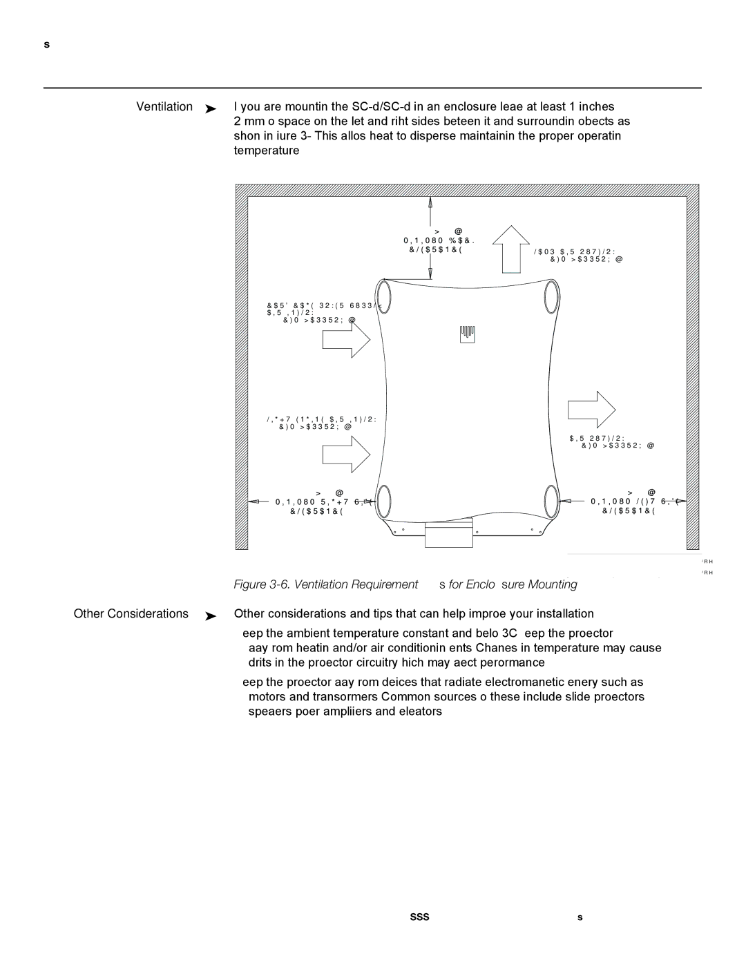 Runco SC-60D, SC-50D operation manual Ventilation Requirements for Enclosure Mounting 