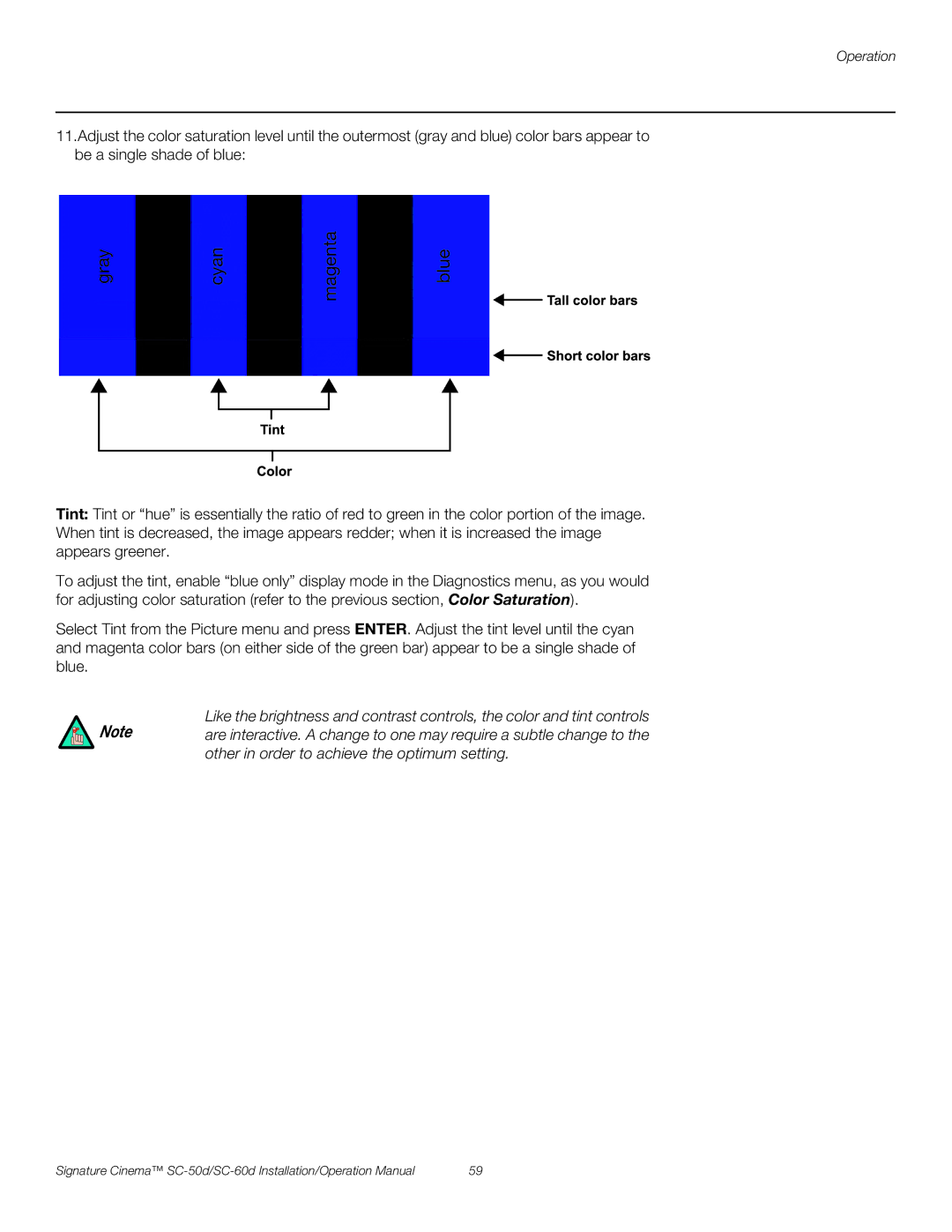 Runco SC-50D, SC-60D operation manual Gray Yellow Cyan Green Magenta Red Blue 