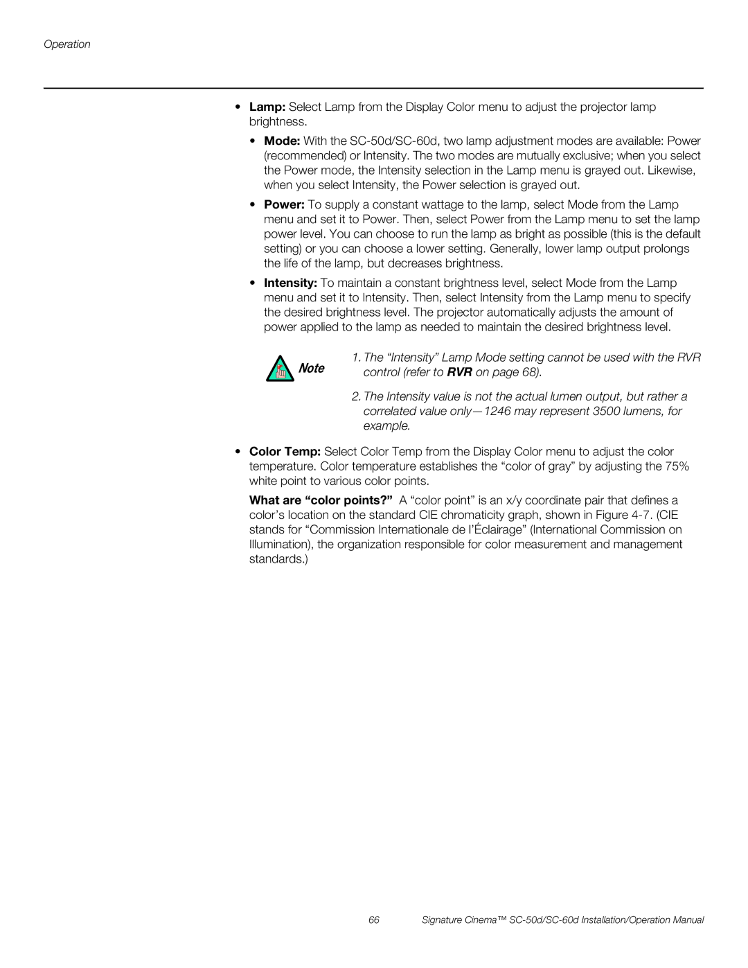 Runco SC-60D, SC-50D operation manual Control refer to RVR on 