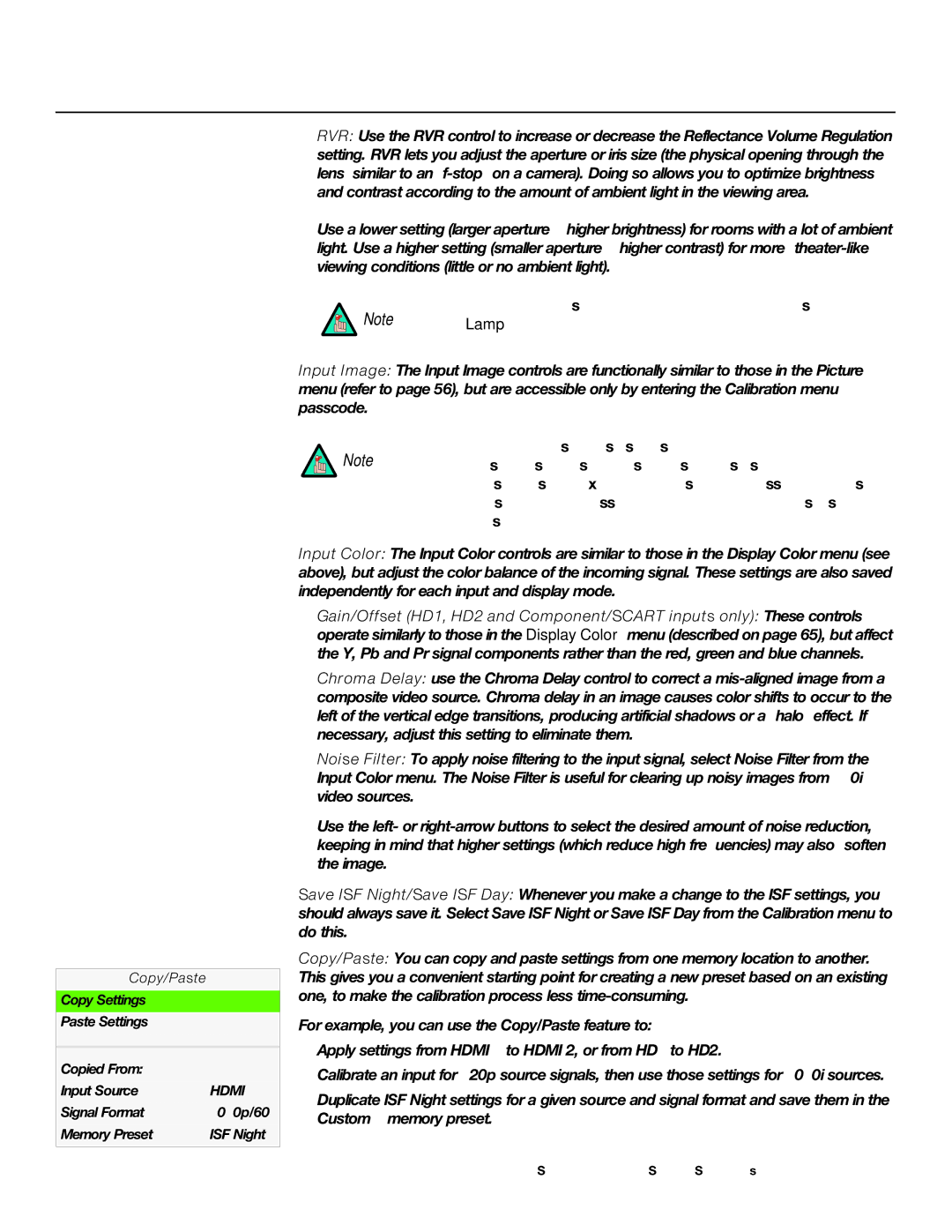 Runco SC-60D, SC-50D operation manual RVR can only be used with the Power Lamp Mode setting refer, To Lamp on, Copy/Paste 