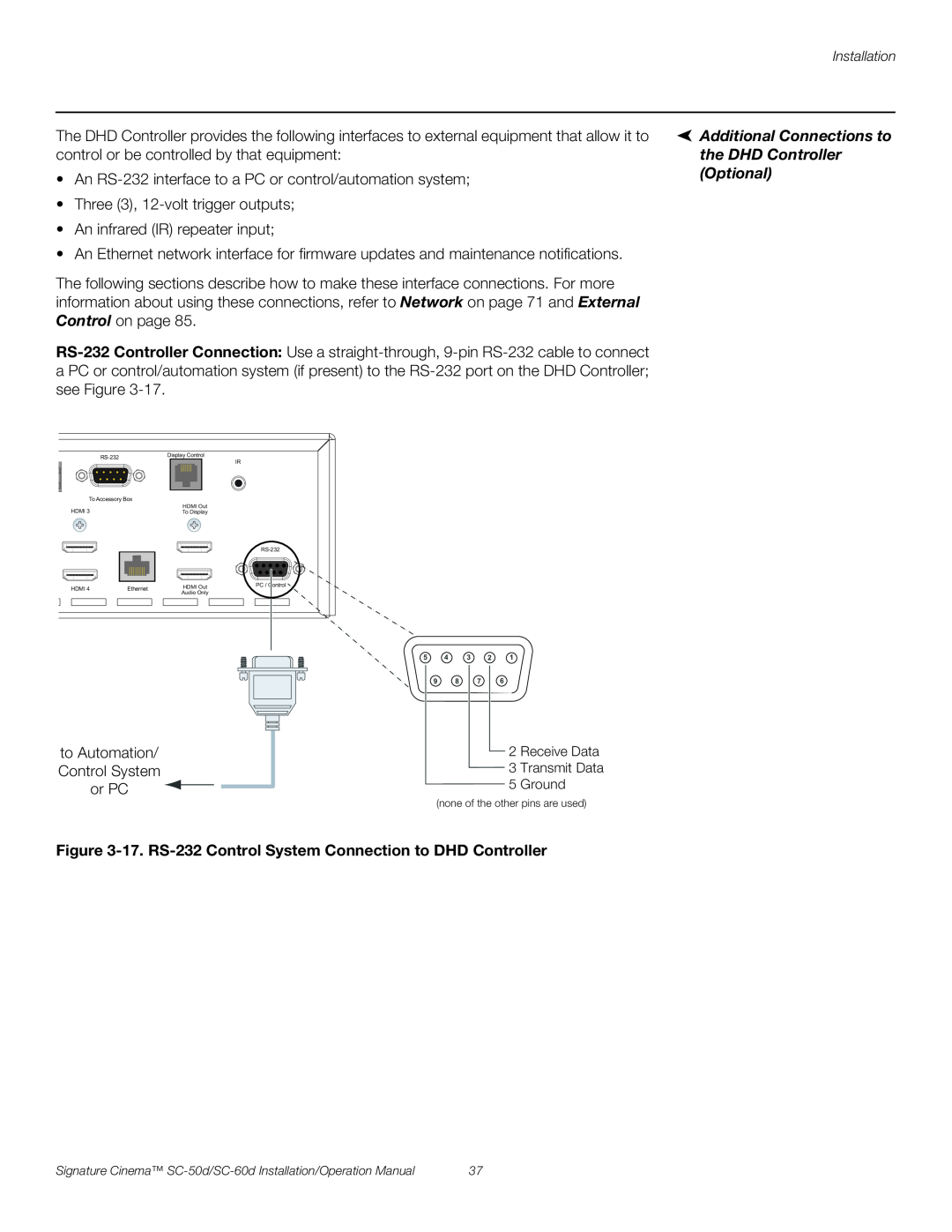 Runco SC-50D, SC-60D operation manual •Three 3, 12-volttrigger outputs 