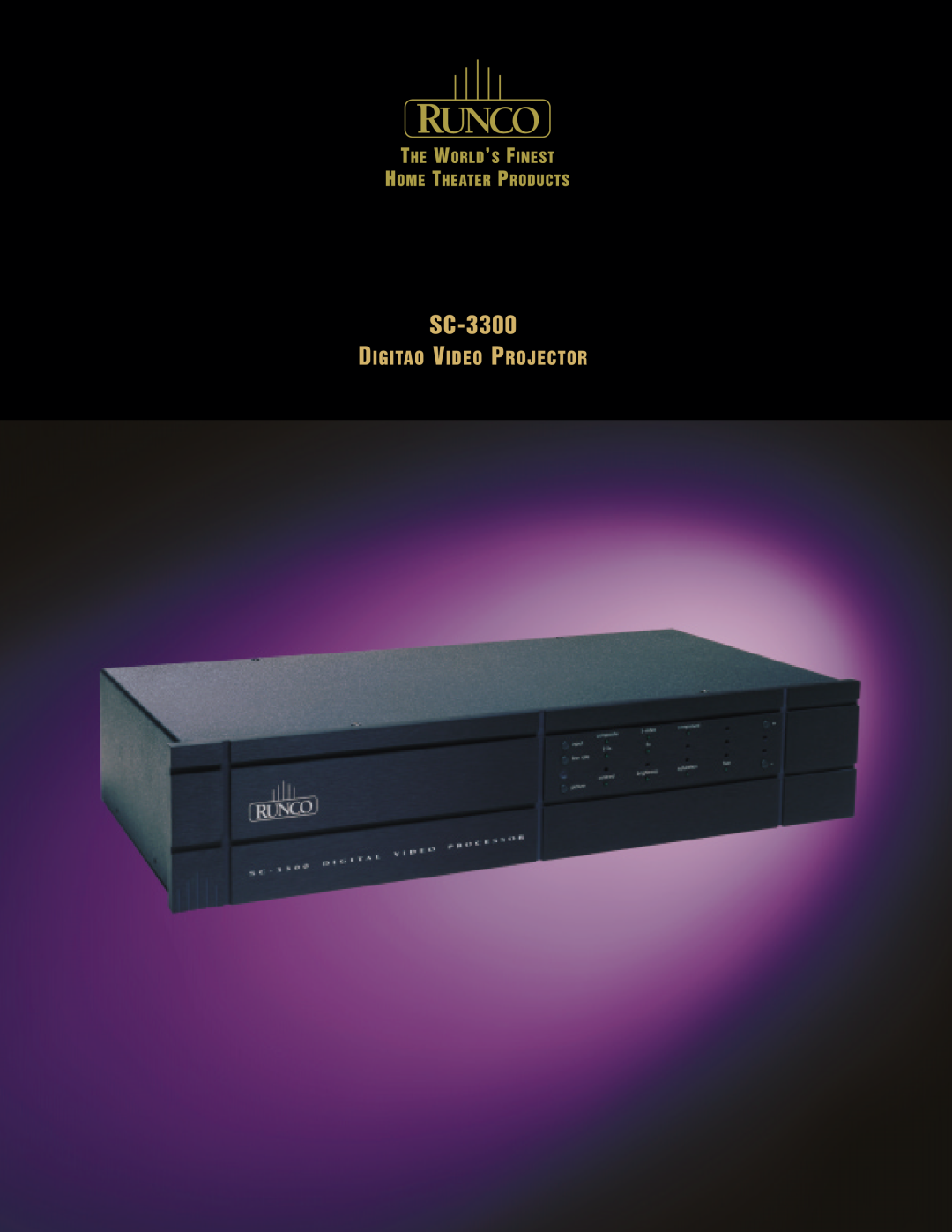 Runco SC3300W manual SC-3300, Digitao Video Projector 