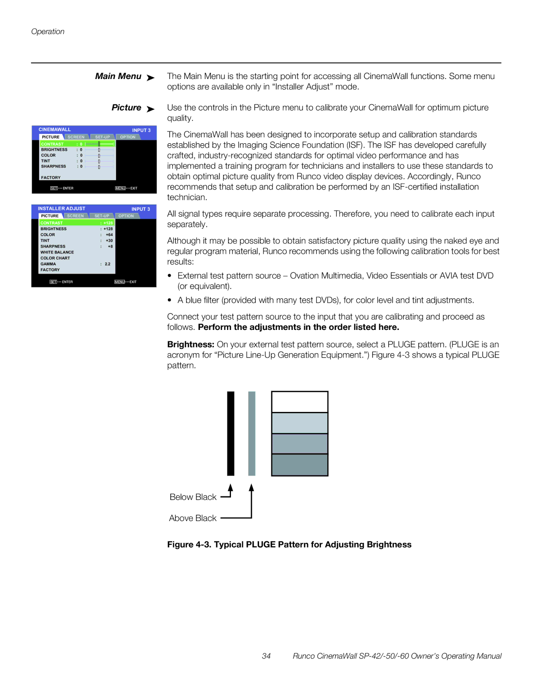 Runco SP-60, SP-42, SP-50 manual Main Menu, Picture 