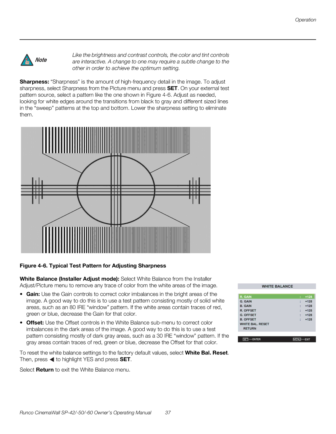 Runco SP-60, SP-42, SP-50 manual Typical Test Pattern for Adjusting Sharpness 