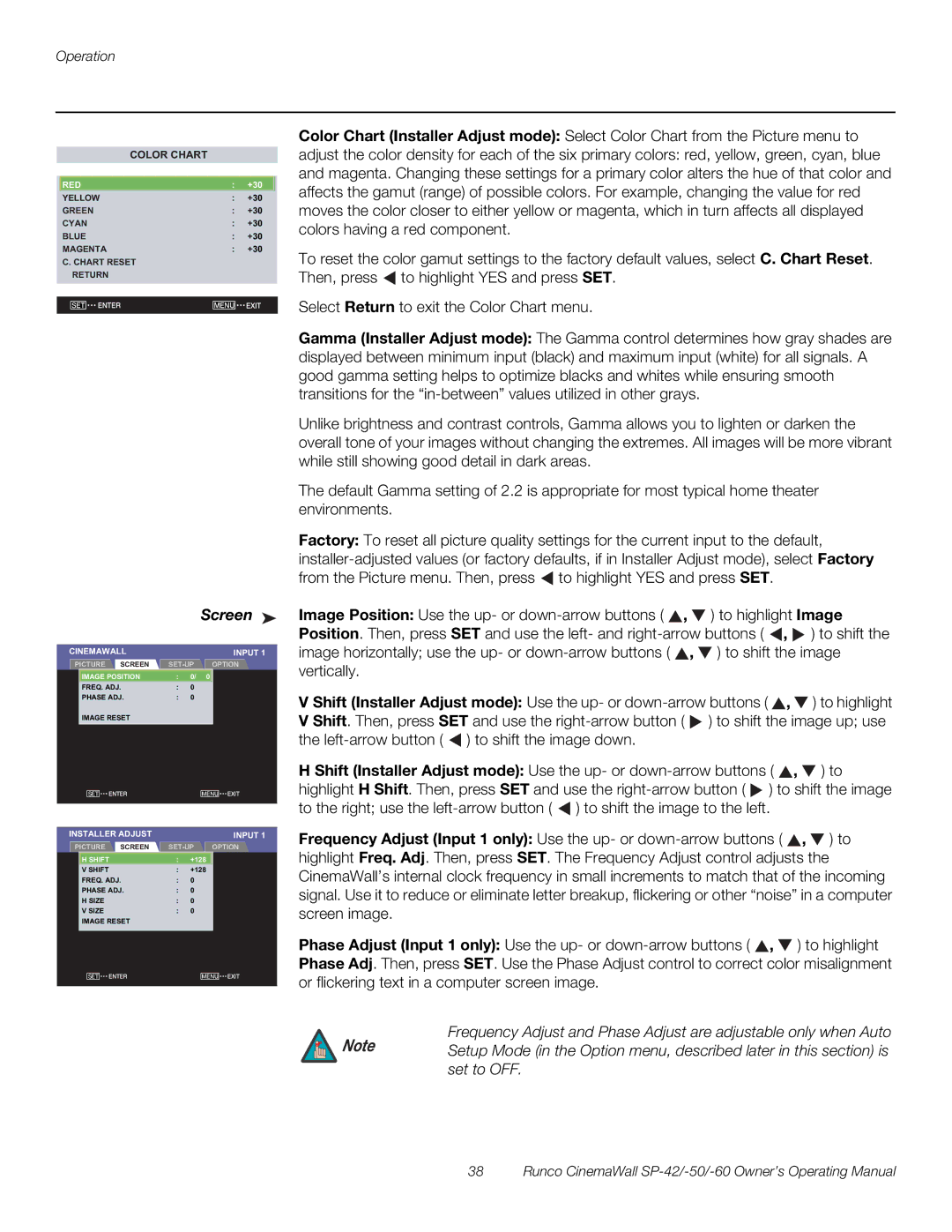 Runco SP-42, SP-50, SP-60 manual Screen 