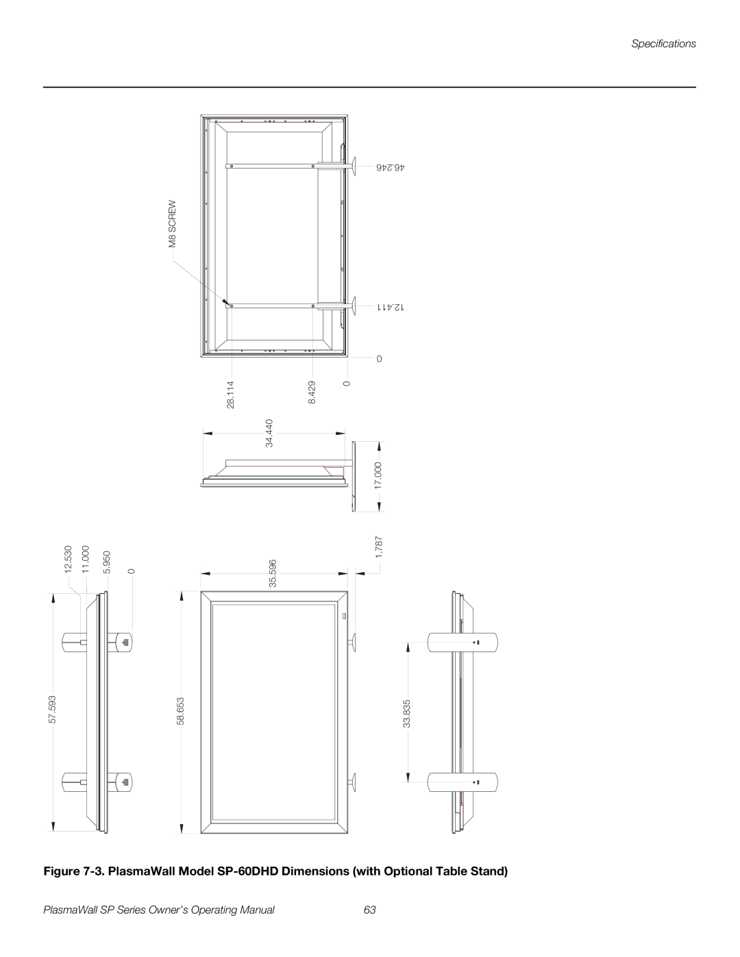 Runco SP-60DHD, SP-42DHD, SP-50DHD manual M8 Screw 