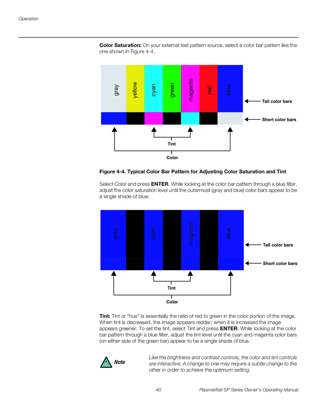 Runco SP-60DHD / SP-60DHDXA, SP-50DHD / SP-50DHDXA, SP-42DHD / SP-42DHDXA manual Gray Yellow Cyan Green Magenta Red Blue 