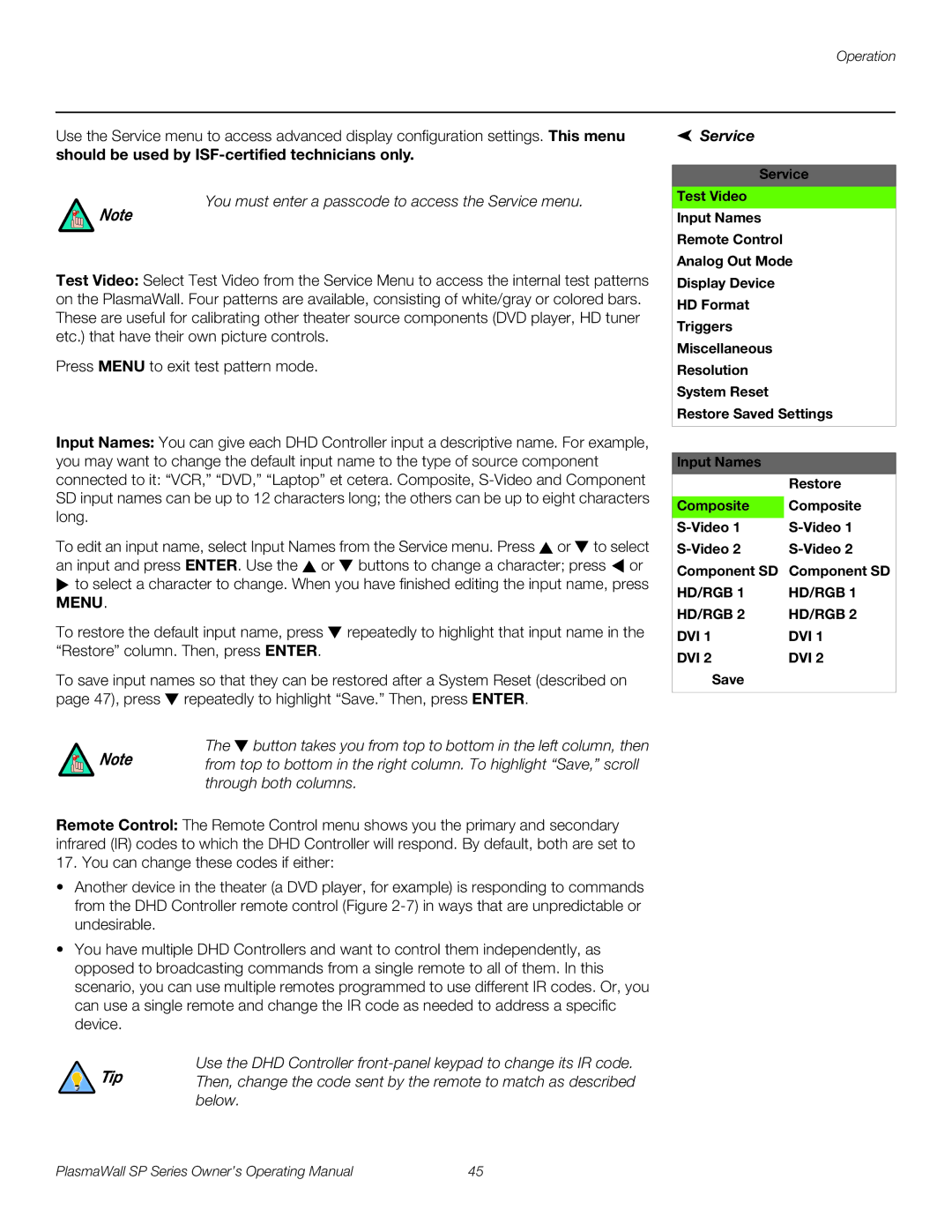 Runco SP-42DHD / SP-42DHDXA, SP-50DHD / SP-50DHDXA, SP-60DHD / SP-60DHDXA manual Service, Save 