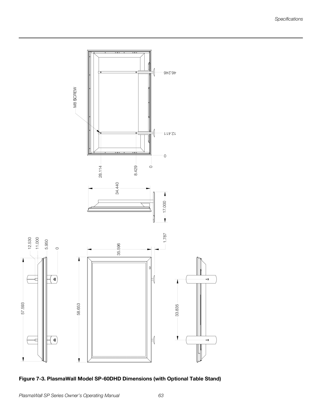 Runco SP-42DHD / SP-42DHDXA, SP-50DHD / SP-50DHDXA, SP-60DHD / SP-60DHDXA manual M8 Screw 