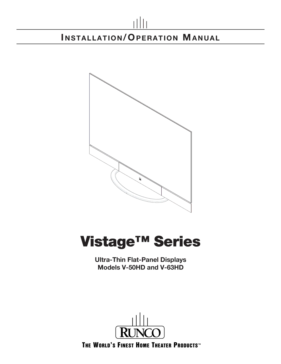 Runco V-50HD, V-63HD operation manual Vistage Series 