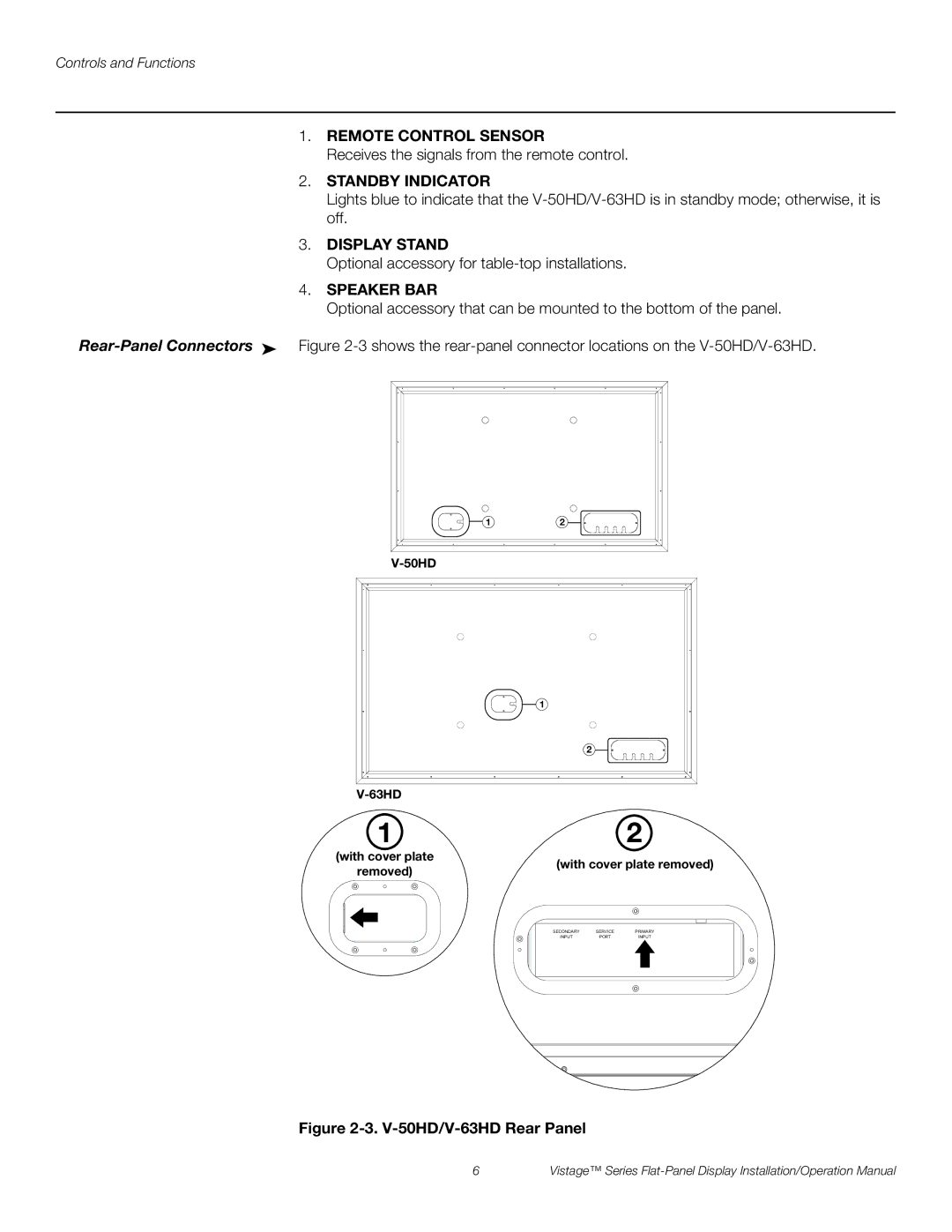 Runco V-63HD, V-50HD operation manual Remote Control Sensor 