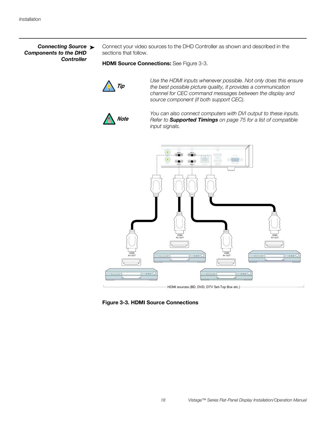 Runco V-63HD, V-50HD operation manual Connecting Source, Components to the DHD 