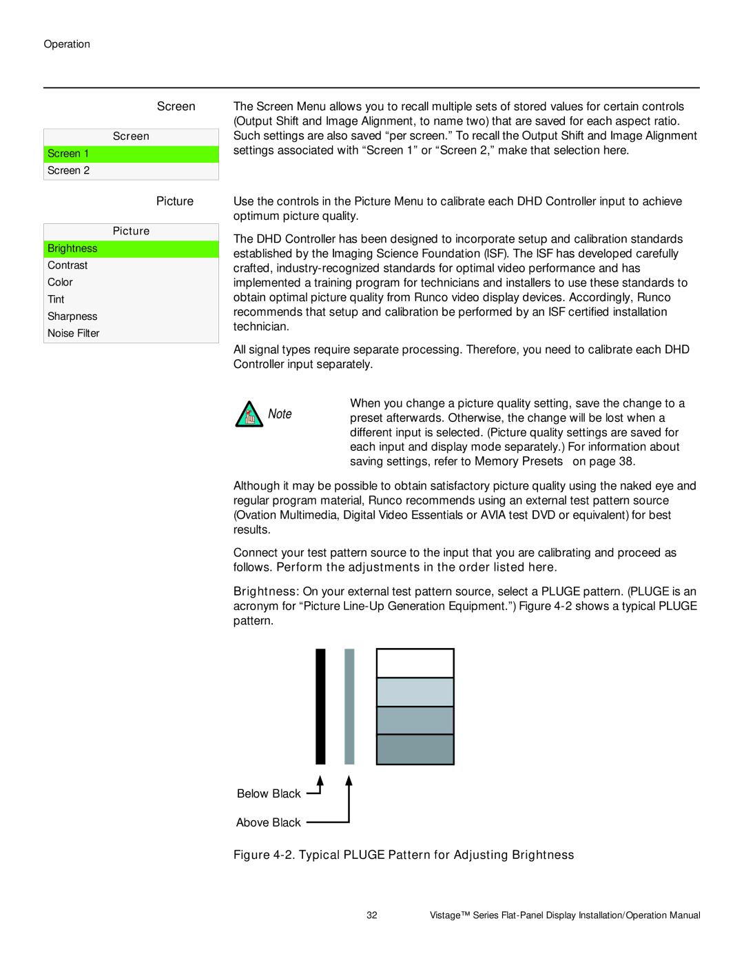 Runco V-63HD, V-50HD operation manual Screen, Picture 