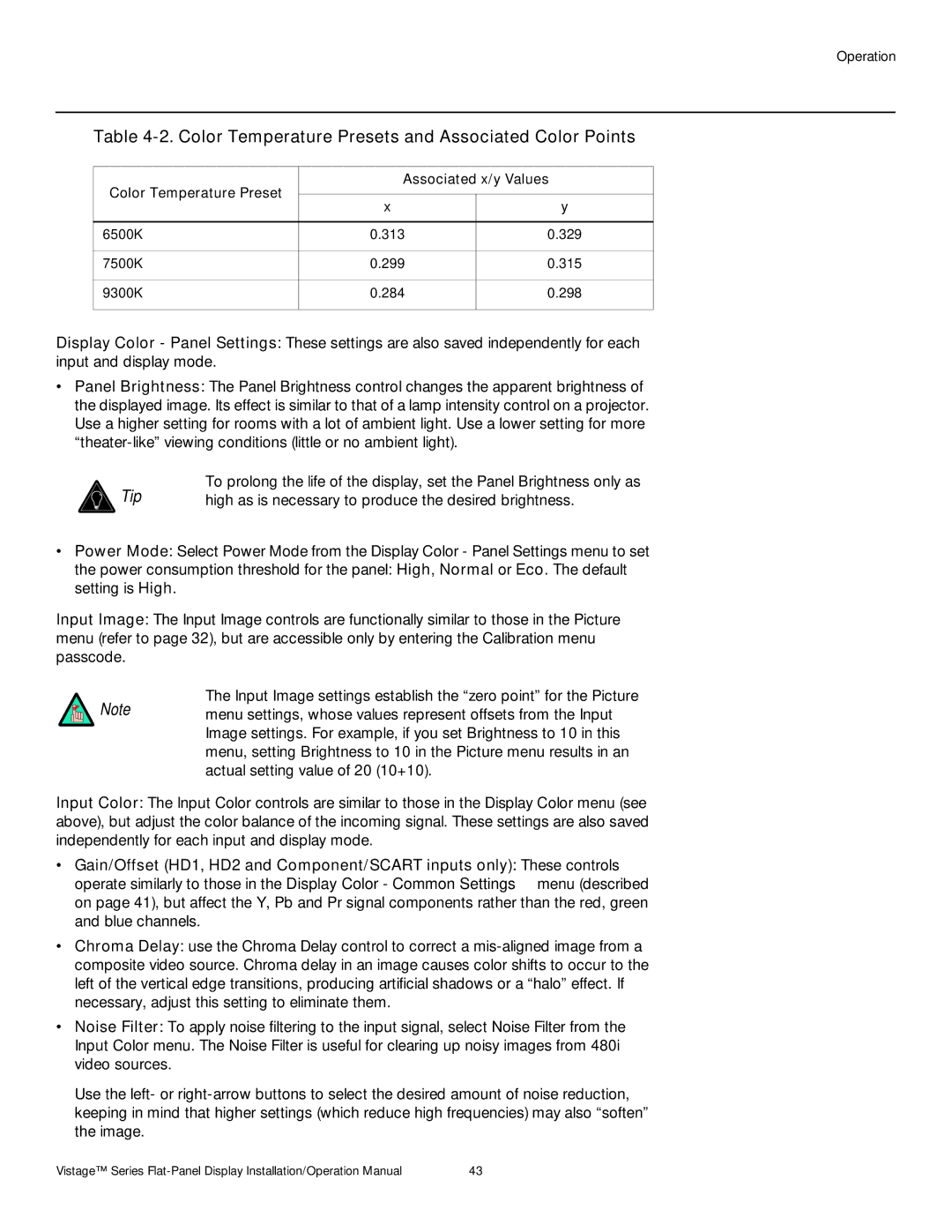 Runco V-50HD, V-63HD operation manual High as is necessary to produce the desired brightness 