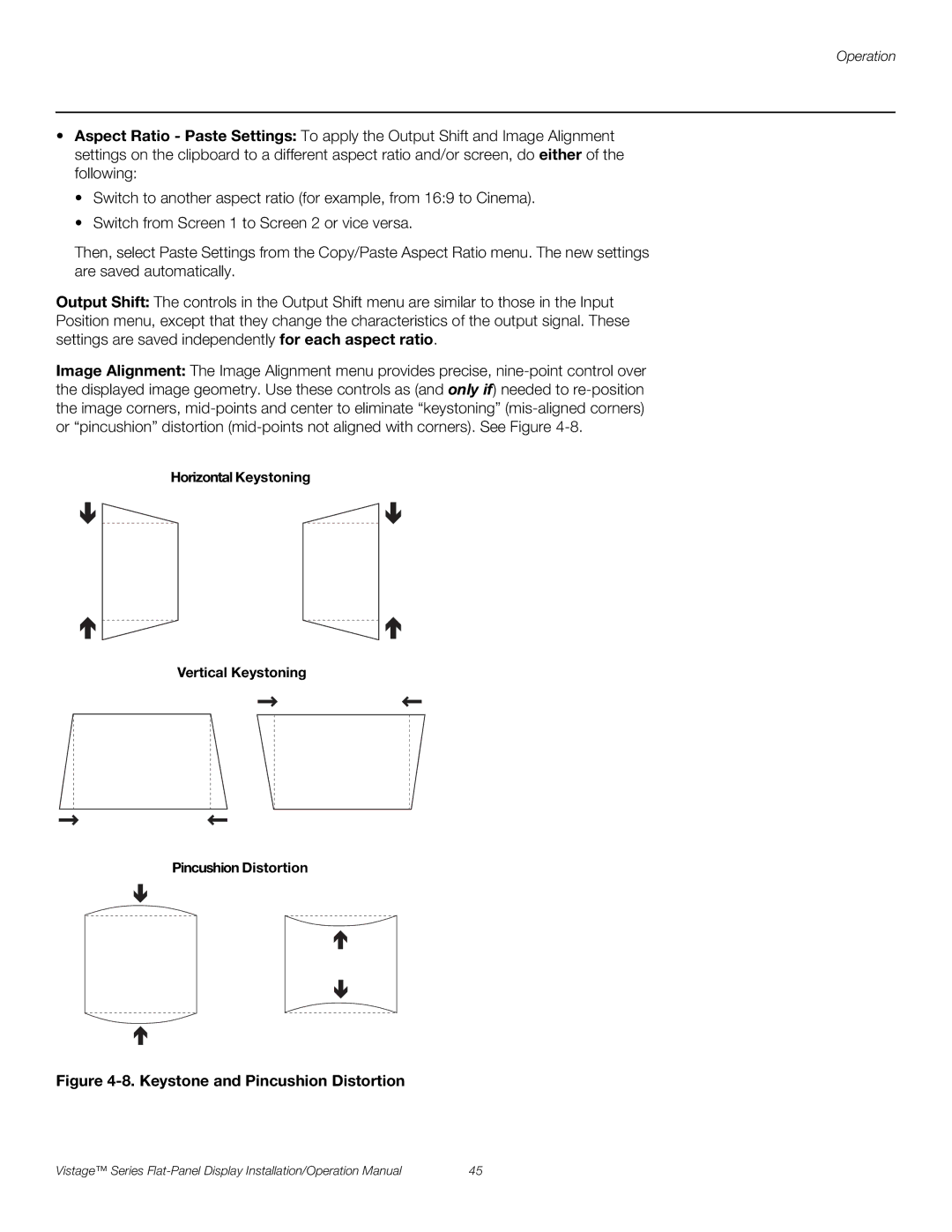 Runco V-50HD, V-63HD operation manual Keystone and Pincushion Distortion 