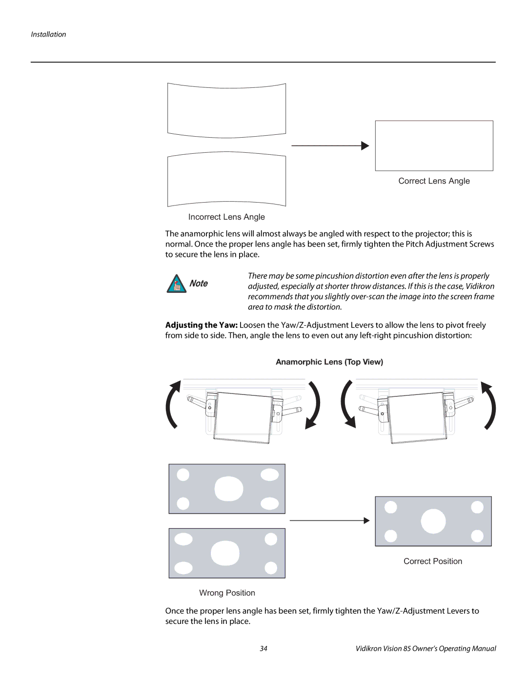 Runco Vision 85 manual Anamorphic Lens Top View 