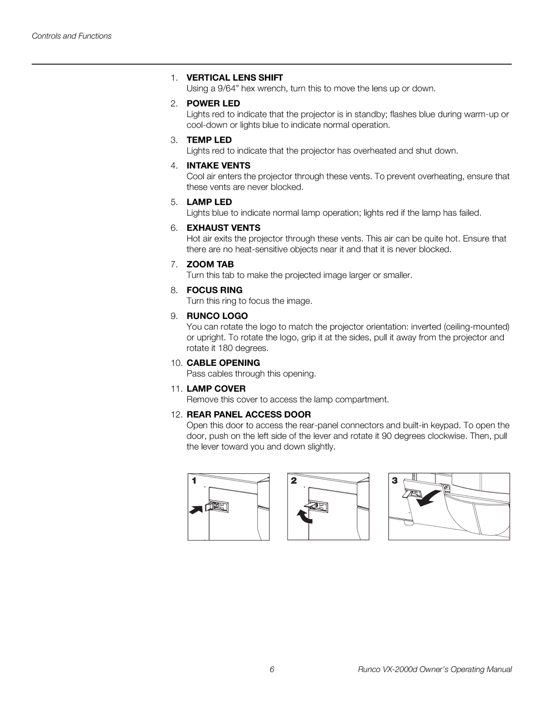 Runco VX-2000d manual Vertical Lens Shift 