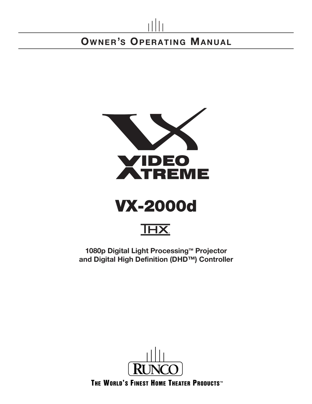 Runco VX-2000d manual 